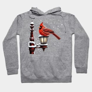 Winter Scene With Cardinal Bird Holiday Christmas Hoodie
